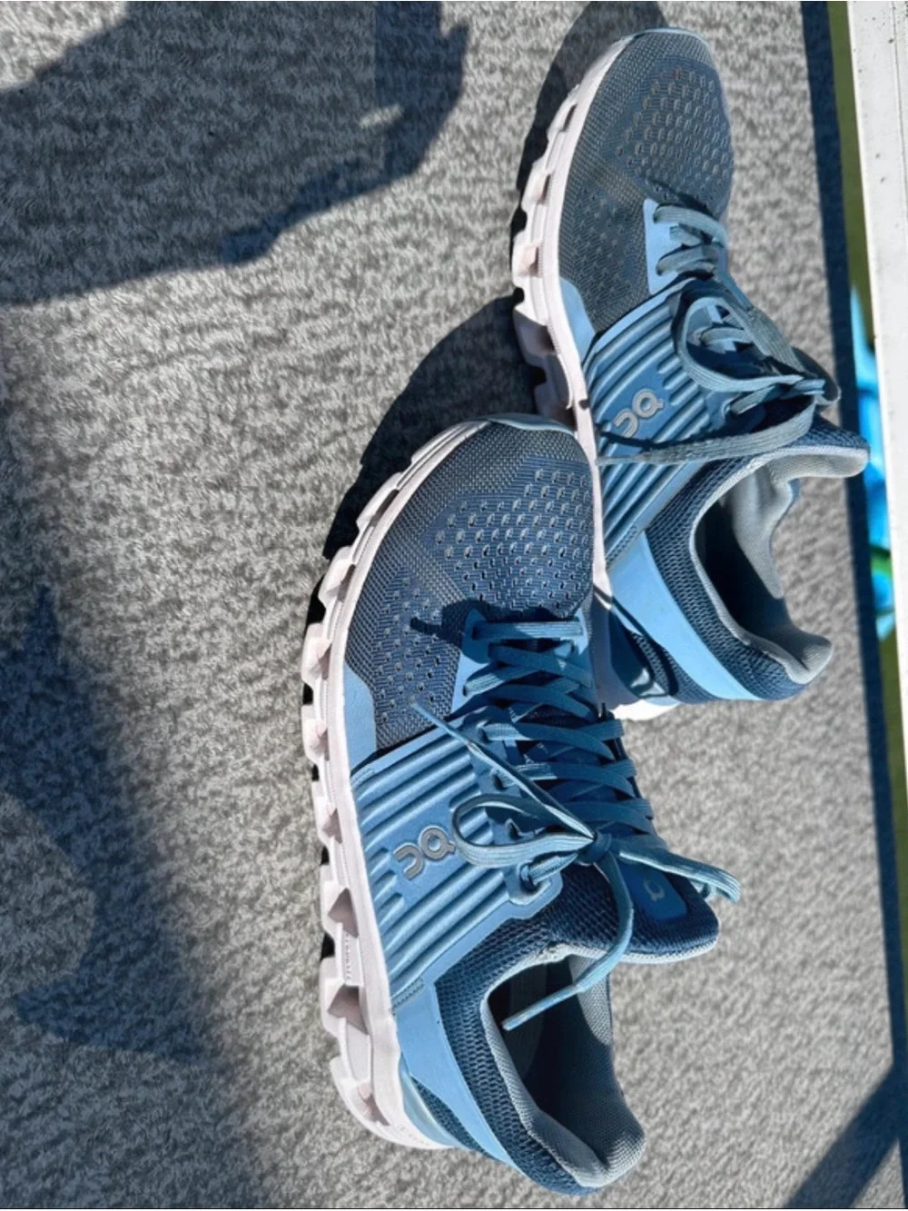 On Cloud Running Shoes in Blue and Light Blue